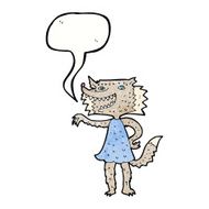 cartoon wolf girl with speech bubble N6