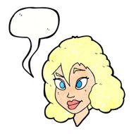cartoon pretty woman with speech bubble N292