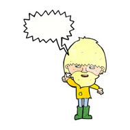 cartoon hippie man in wellington boots with speech bubble N11