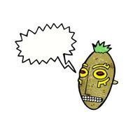 cartoon tribal mask with speech bubble N3