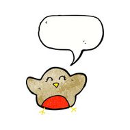 cartoon robin with speech bubble N44