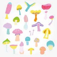 Set of different mushrooms in cartoon style