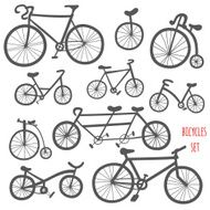 Set of cartoon bicycles