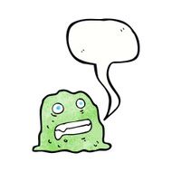 cartoon slime creature with speech bubble N11