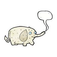 cartoon funny little elephant with speech bubble N6