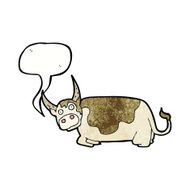 cartoon bull with speech bubble N30