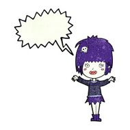 cartoon happy vampire girl with speech bubble N43