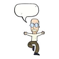 cartoon old man wearing big glasses with speech bubble N10