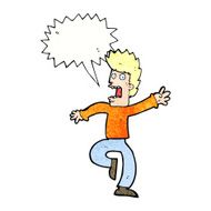 cartoon frightened man with speech bubble N88