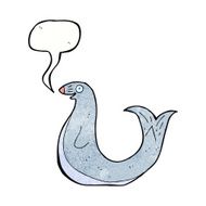 cartoon happy seal with speech bubble N22