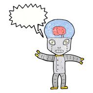 funny cartoon robot with speech bubble N57