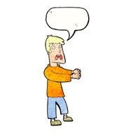 cartoon terrified man with speech bubble N231