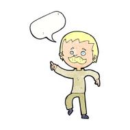 cartoon man with mustache pointing speech bubble N32