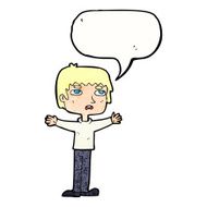 cartoon nervous man with speech bubble N148