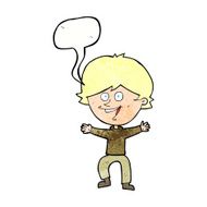 cartoon happy boy laughing with speech bubble N30