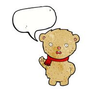 cartoon teddy bear wearing scarf with speech bubble N19