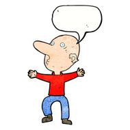 cartoon worried middle aged man with speech bubble N11