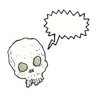 cartoon spooky skull with speech bubble N162
