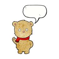 cartoon teddy bear wearing scarf with speech bubble N20