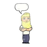 cartoon serious man with beard speech bubble N22
