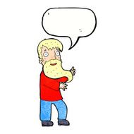 cartoon excited bearded man with speech bubble N10