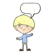 Cartoon happy boy with speech bubble N257