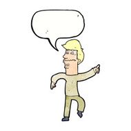 cartoon worried man pointing with speech bubble N32