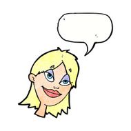 cartoon happy woman with speech bubble N274