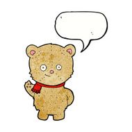 cartoon bear waving with speech bubble N3