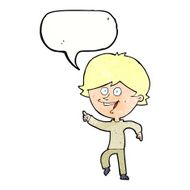 cartoon happy pointing man with speech bubble N22