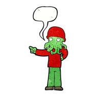 cartoon alien monster man with speech bubble N21