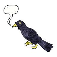 cartoon crow with speech bubble N16