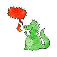 cartoon fire breathing dragon with speech bubble N10