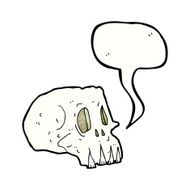 cartoon spooky skull with speech bubble N163