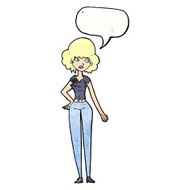 cartoon pretty woman with speech bubble N293