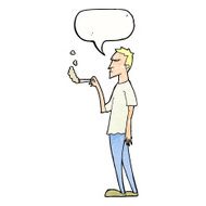 cartoon annoyed smoker with speech bubble N10