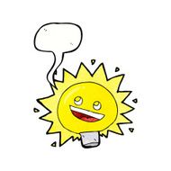 cartoon electric light bulb with speech bubble N5