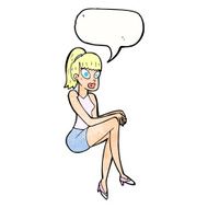 cartoon pretty woman with speech bubble N294