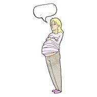 cartoon pregnant woman with speech bubble N21