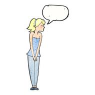 cartoon pretty woman with speech bubble N295
