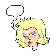 cartoon female face with speech bubble N167