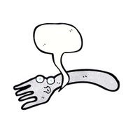 cartoon fork with speech bubble N7