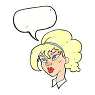 cartoon pretty woman with speech bubble N297