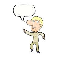 cartoon happy man dancing with speech bubble N43