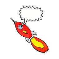 cartoon rocket with speech bubble N7