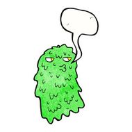 cartoon gross ghost with speech bubble N51