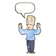 cartoon man surrendering with speech bubble N11