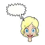 cartoon happy woman with speech bubble N276