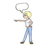 cartoon woman pointing with speech bubble N234