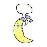 sleepy moon cartoon with speech bubble N13